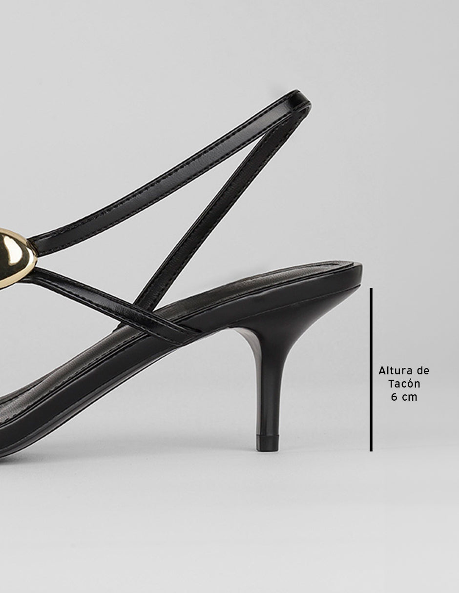 Sandalia con tacón Ave en Piel vegana – Negro
