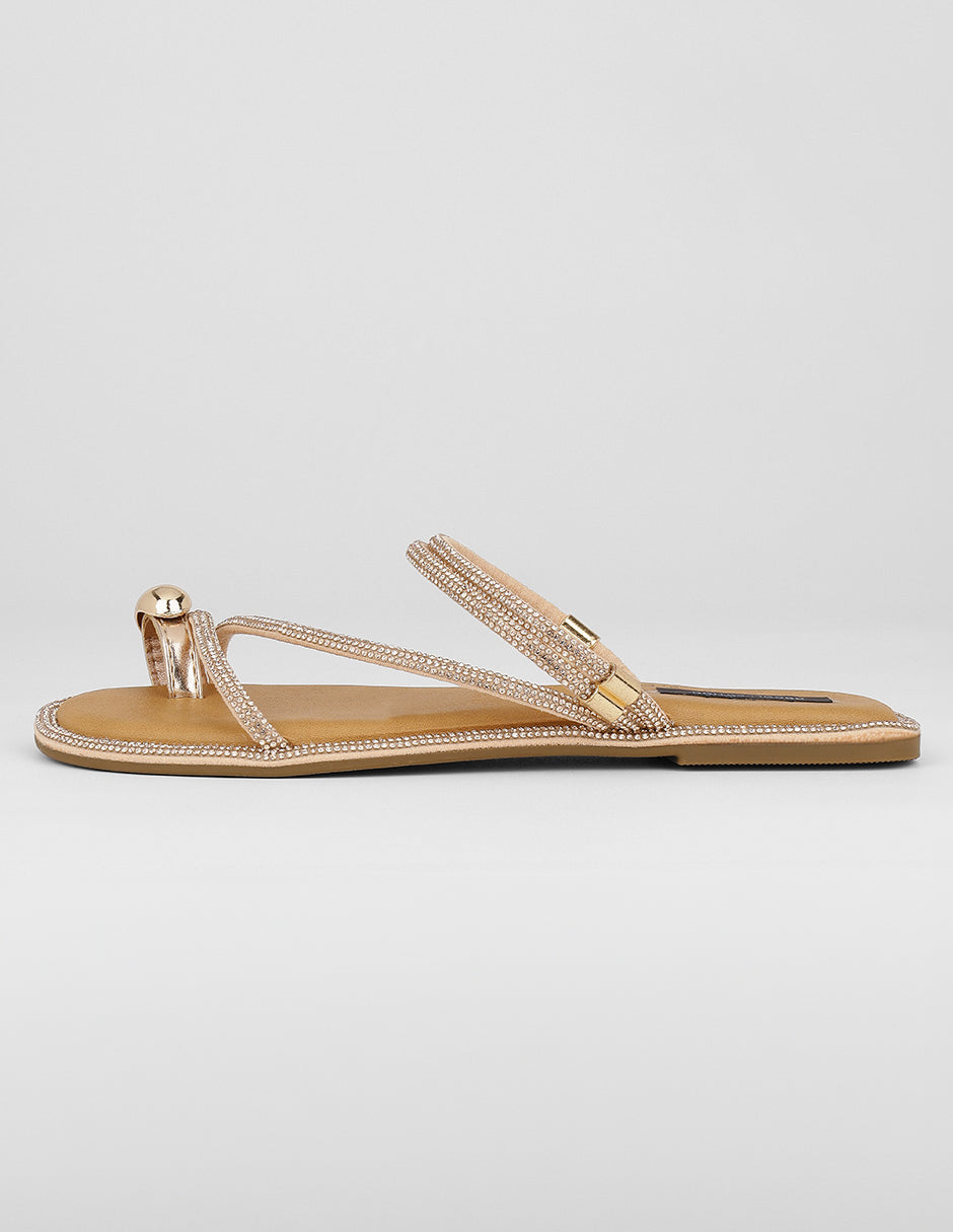 Sandalias de piso Exterior Sintético Color Dorado Para Mujer De RBCOLLECTION