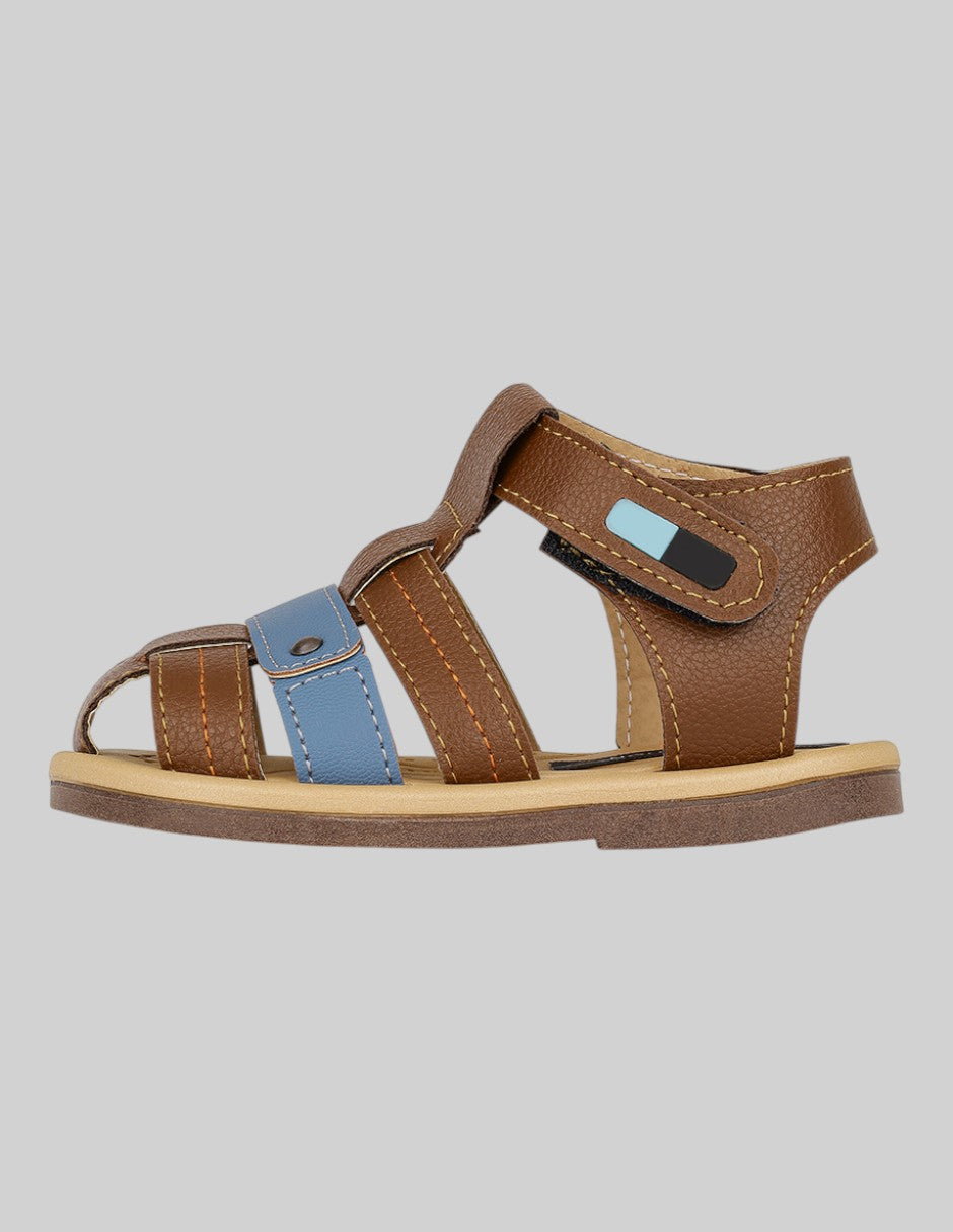 Sandalias Exterior Piel vegana Color Café Para Niño De RBCOLLECTION