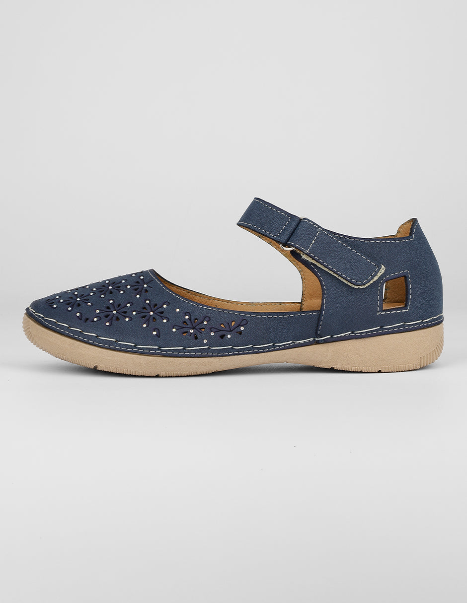 Sandalias de piso Exterior Piel vegana Color Azul Para Mujer De RBCOLLECTION