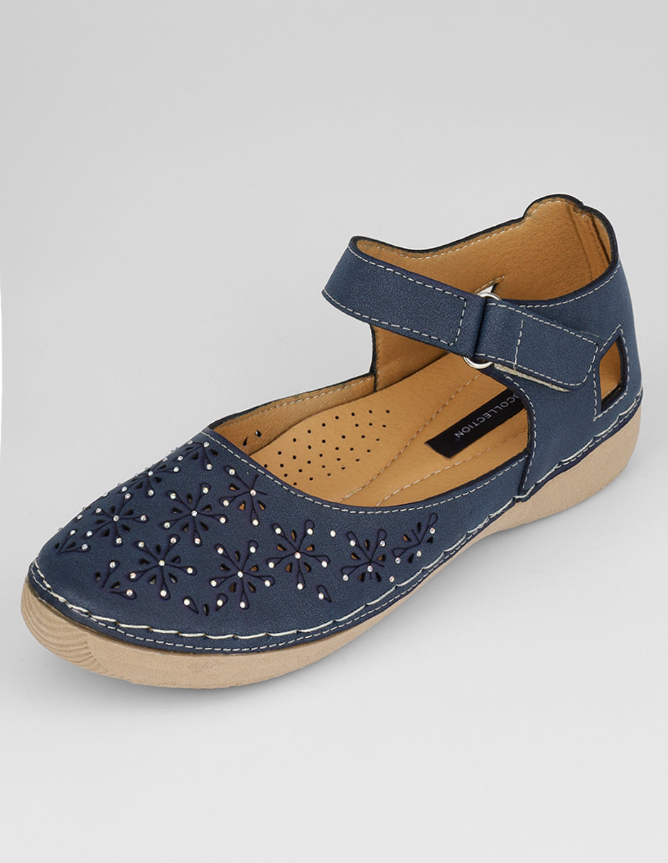 Sandalias de piso NAIA en Piel vegana – Azul