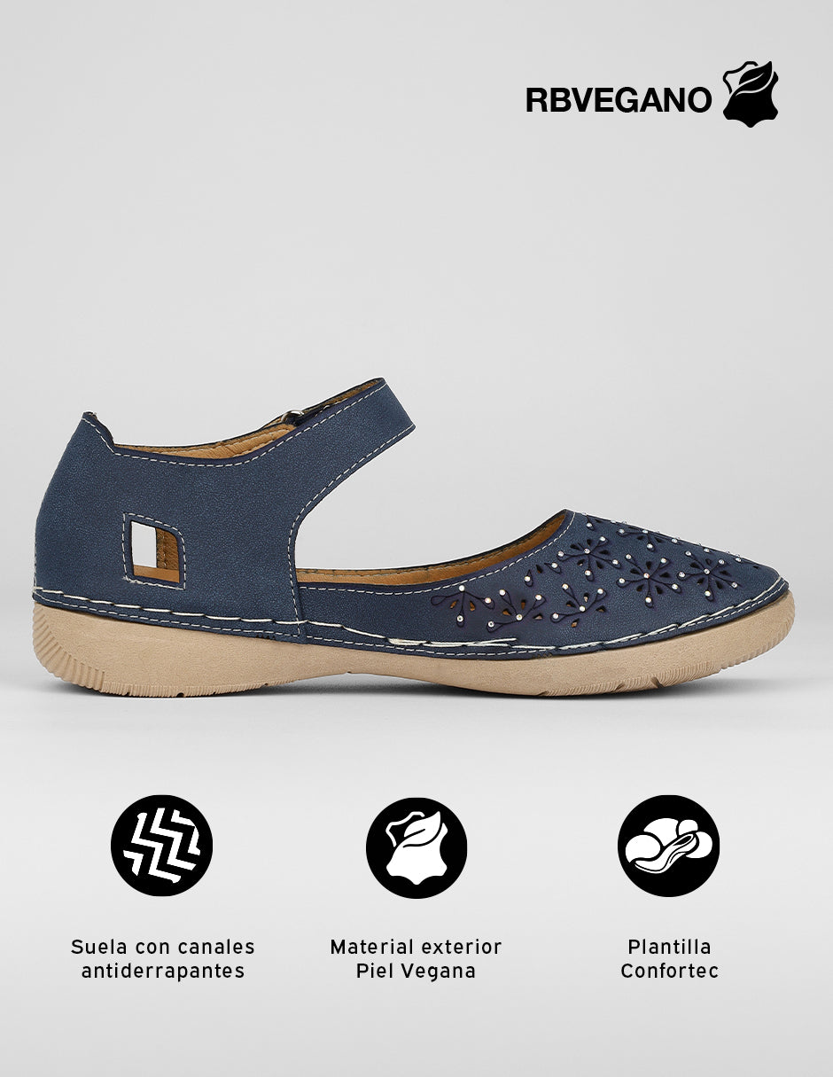 Sandalias de piso NAIA en Piel vegana – Azul