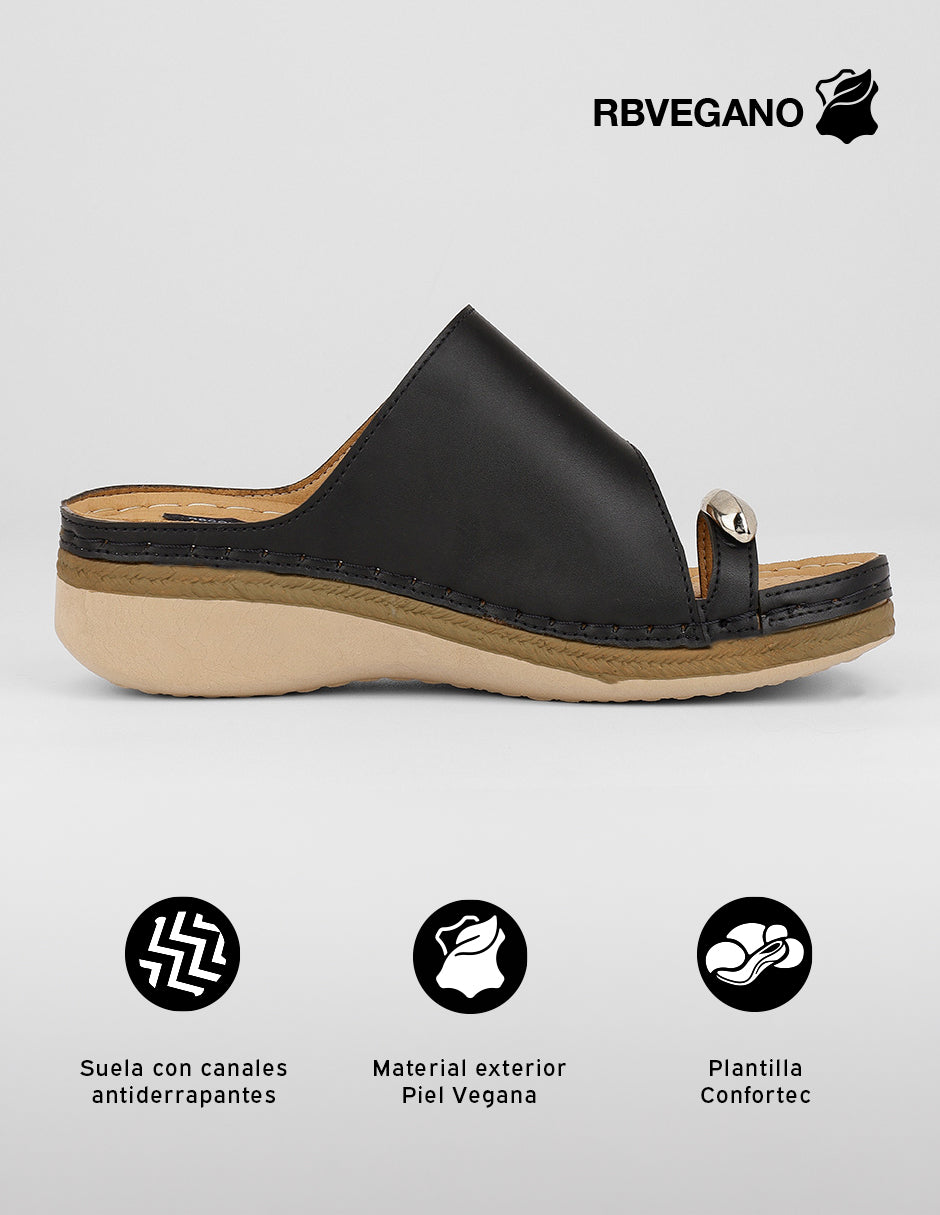 Sandalias con plataforma Naia en Piel vegana – Negro