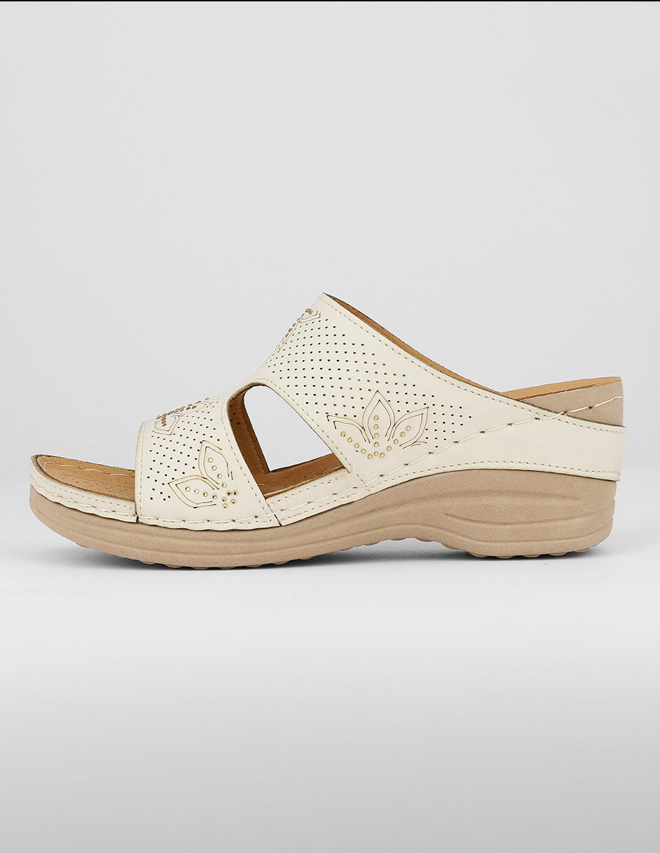 Sandalias con plataforma Exterior Piel vegana Color Beige Para Mujer De RBCOLLECTION