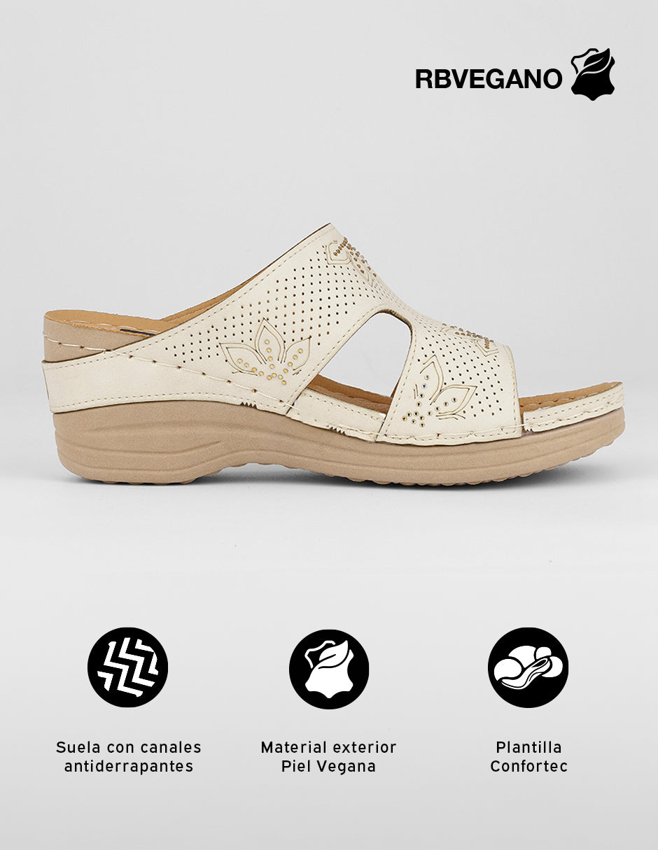 Sandalias con plataforma Naia en Piel vegana – Beige