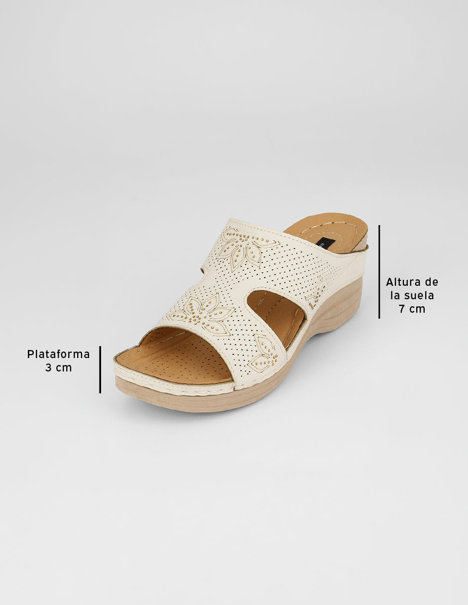 Sandalias con plataforma Naia en Piel vegana – Beige