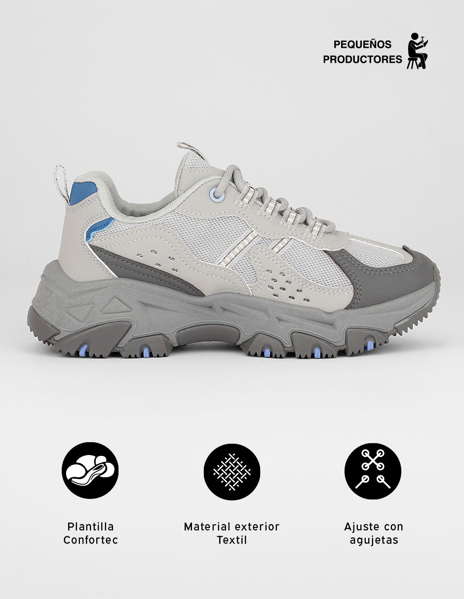 Tenis tipo deportivo  Highline en Textil – Gris