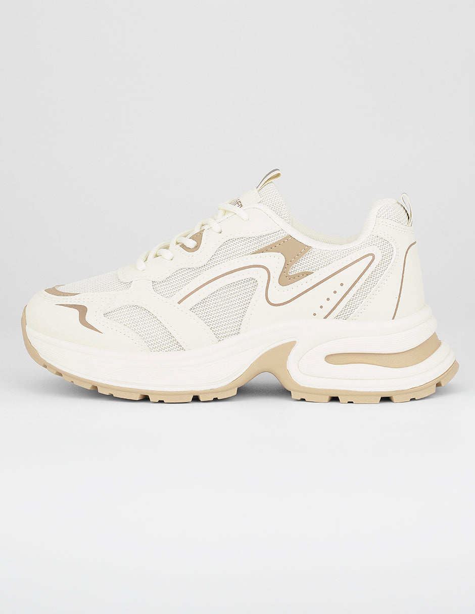 Tenis tipo deportivo Exterior Textil Color Beige Para Mujer De RBCOLLECTION