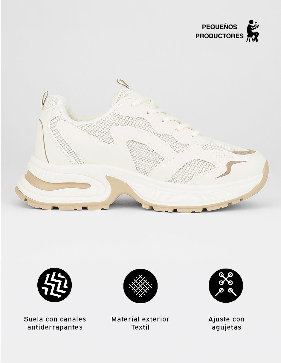 Tenis tipo deportivo  Highline en Textil – Beige