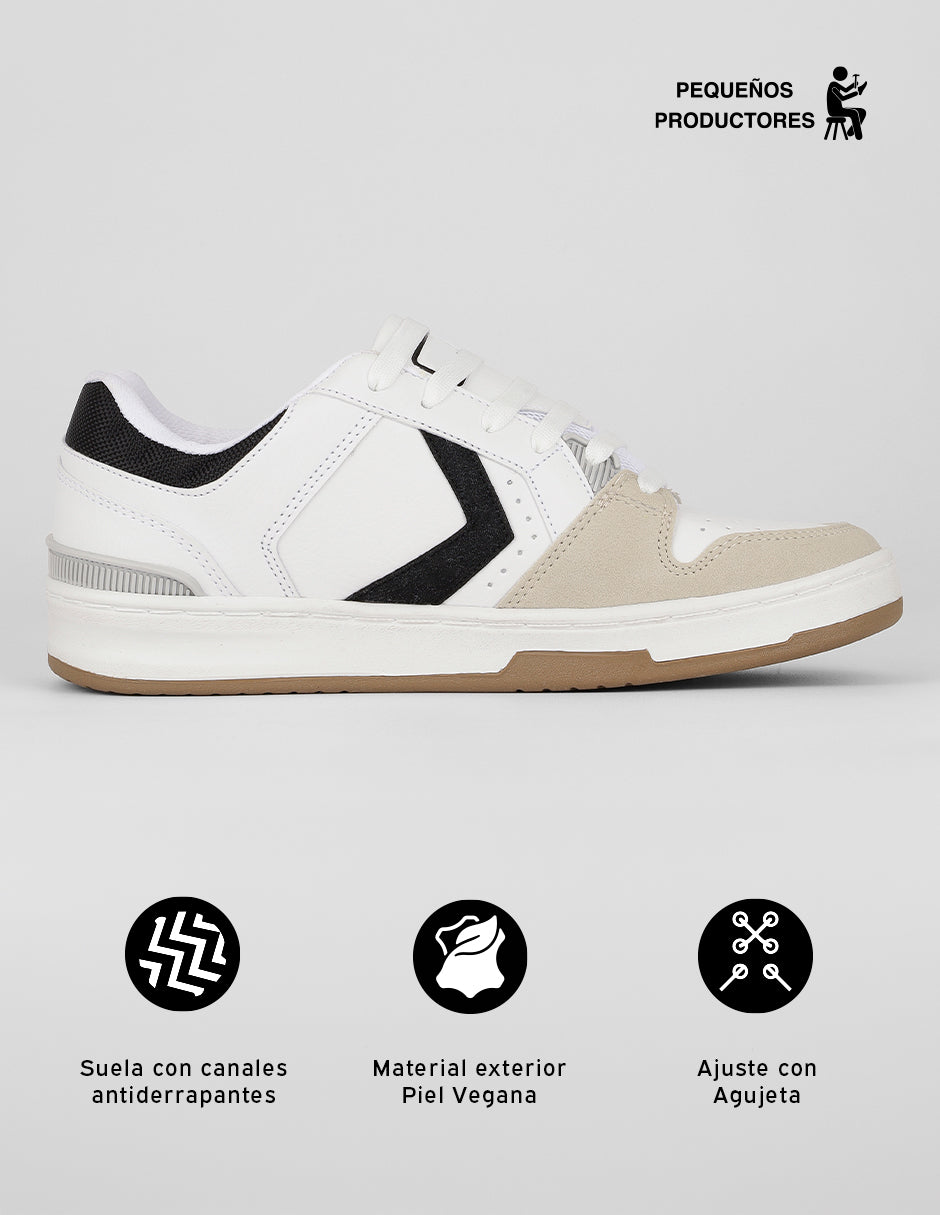 Tenis con cordones Urban en Piel vegana – Blanco