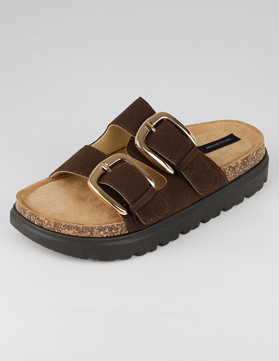 Sandalias de piso Yuri en Textil – Café