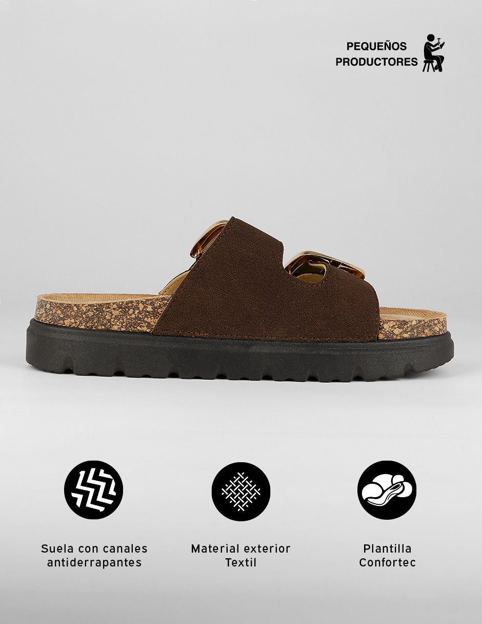 Sandalias de piso Yuri en Textil – Café