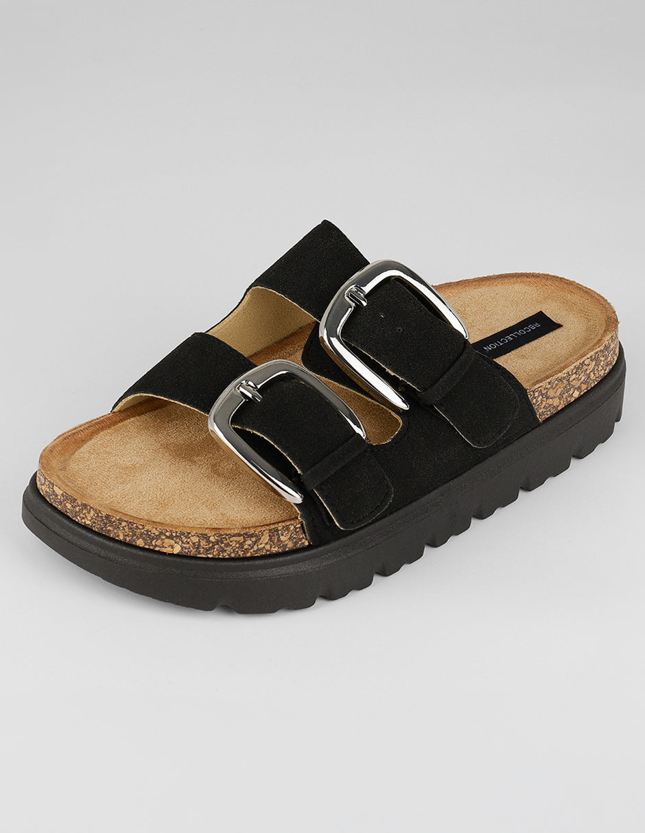 Sandalias de piso Yuri en Textil – Negro