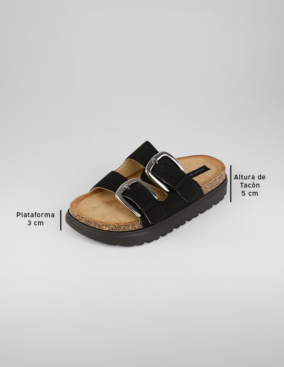 Sandalias de piso Yuri en Textil – Negro