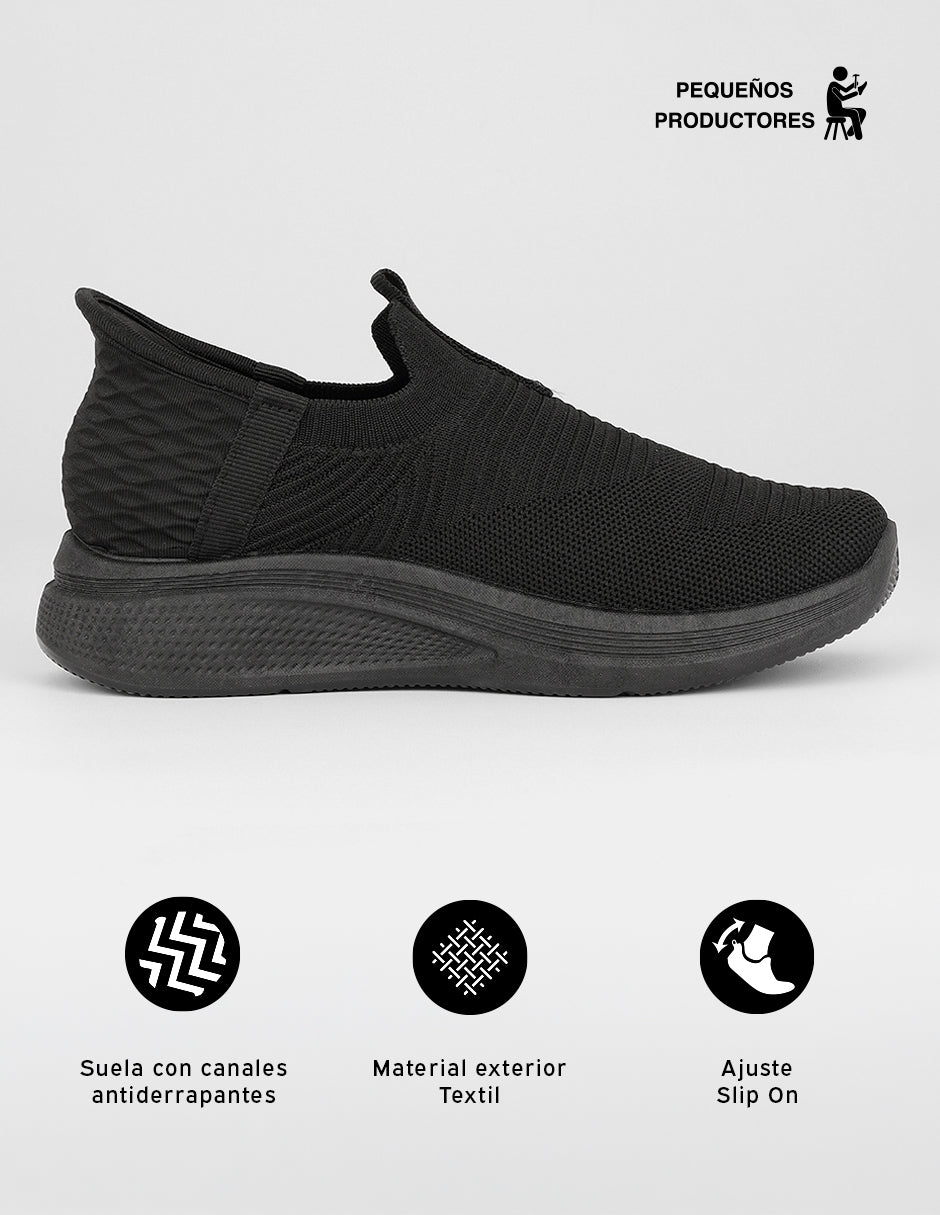 Zapatos de confort Comfy en Textil – Negro