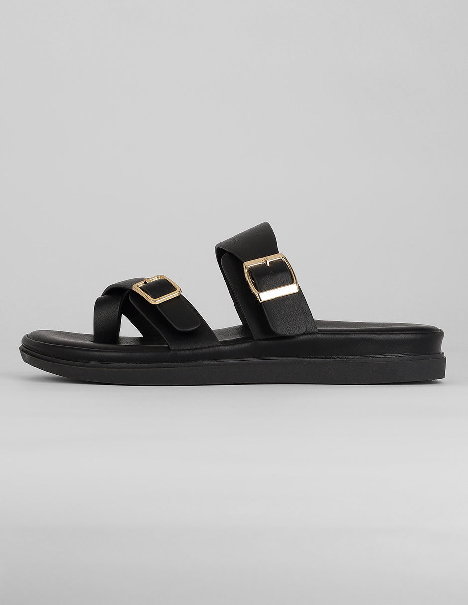 Sandalias de piso Exterior Sintético Color Negro Para Mujer De RBCOLLECTION