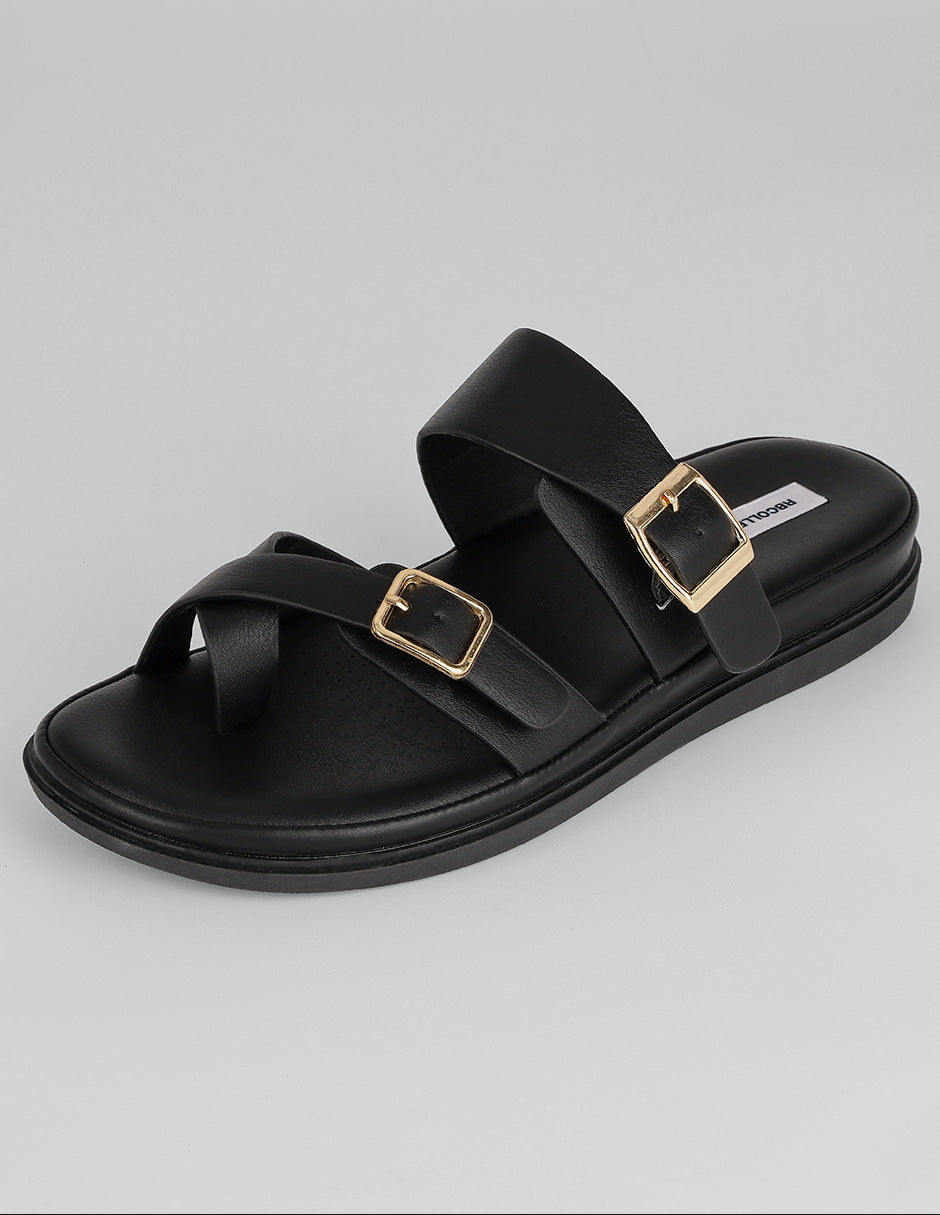 Sandalias de piso Yuri en Sintético – Negro