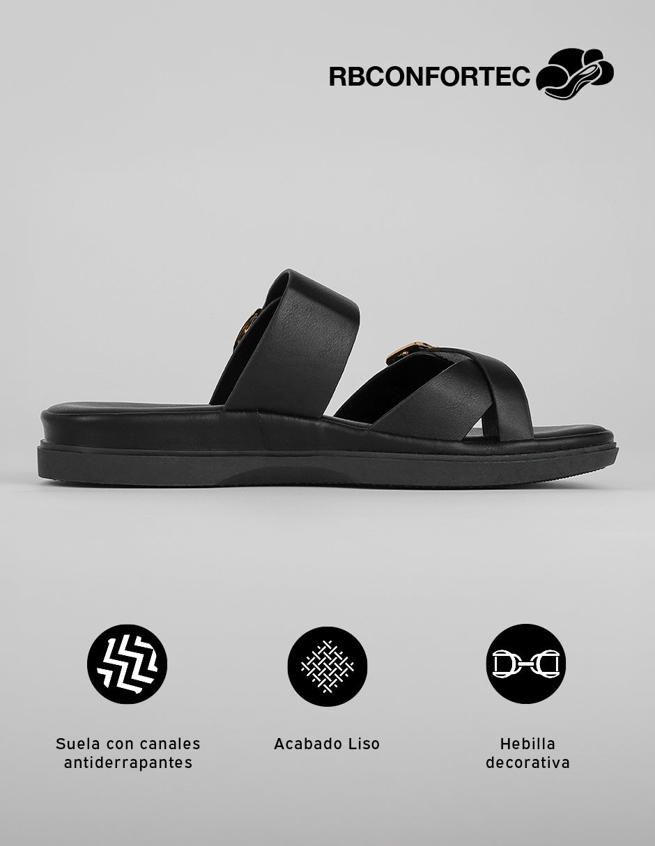 Sandalias de piso Yuri en Sintético – Negro