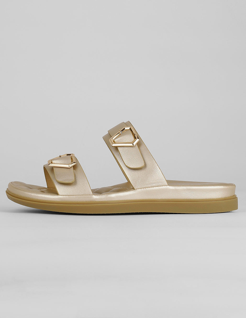 Sandalias de piso Exterior Sintético Color Dorado Para Mujer De RBCOLLECTION