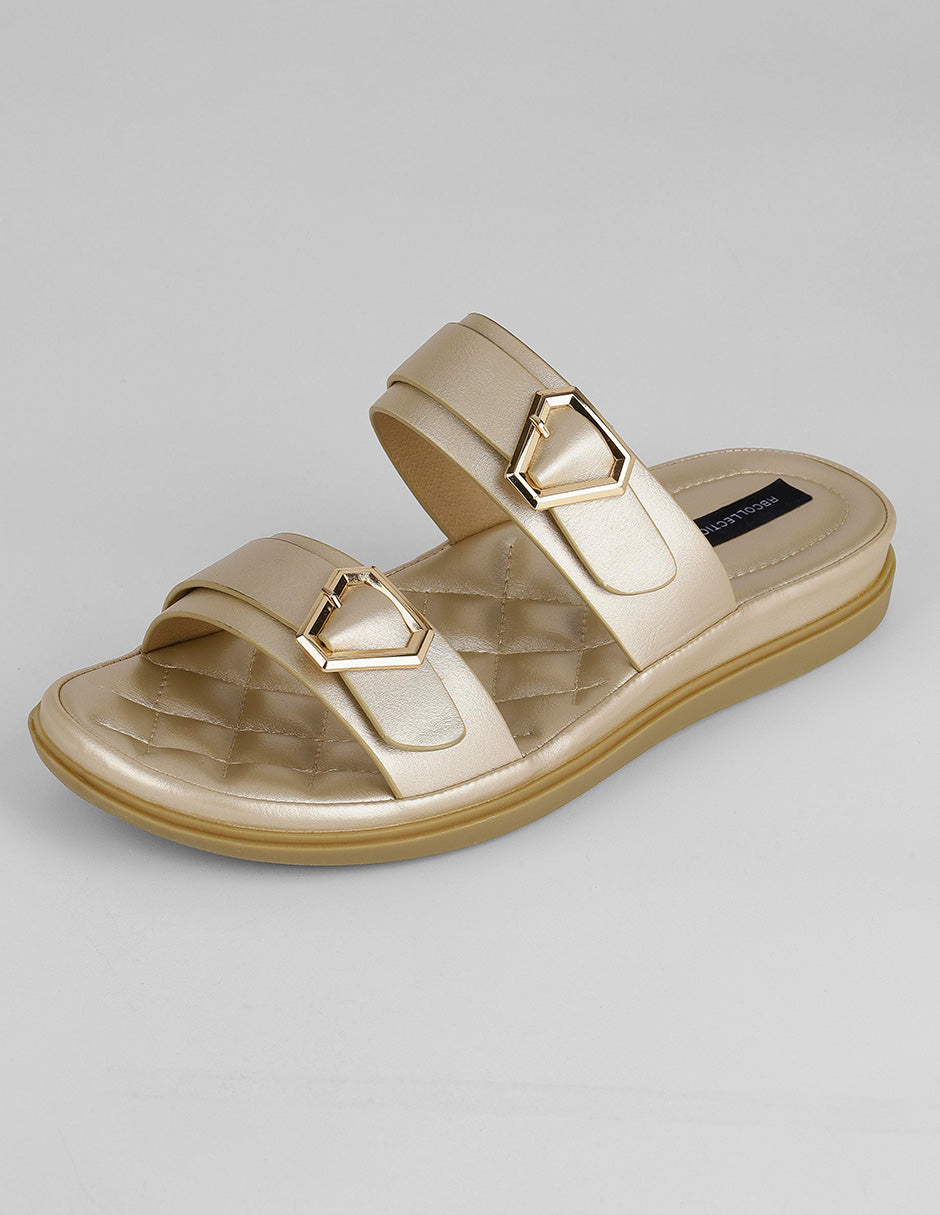 Sandalias de piso Yuri en Sintético – Dorado