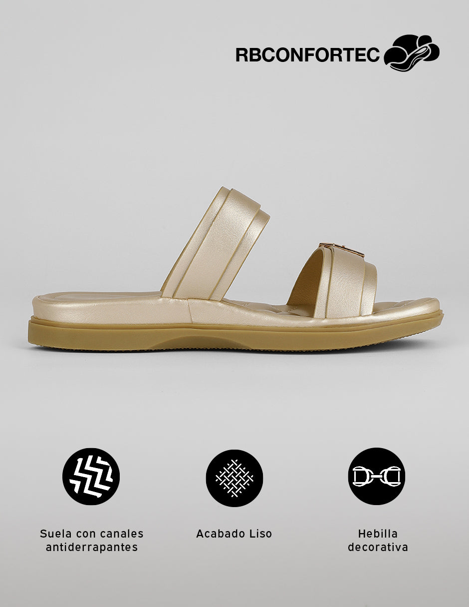 Sandalias de piso Yuri en Sintético – Dorado