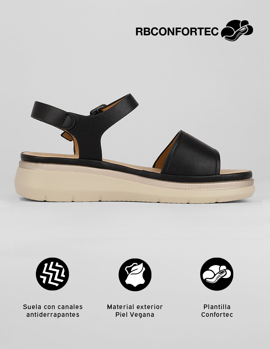 Sandalias con plataforma Gina en Piel vegana – Negro