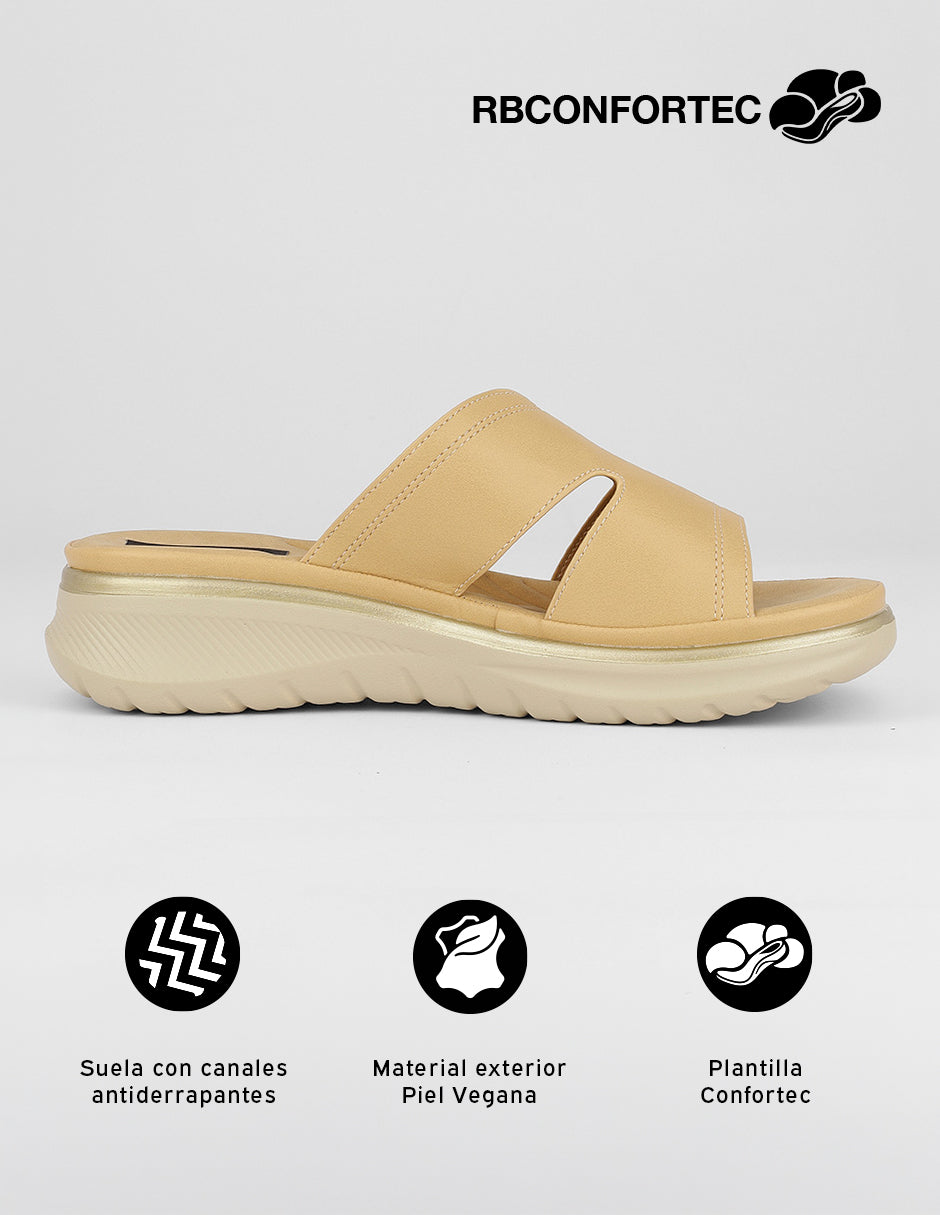 Sandalias con plataforma Naia en Piel vegana – Café
