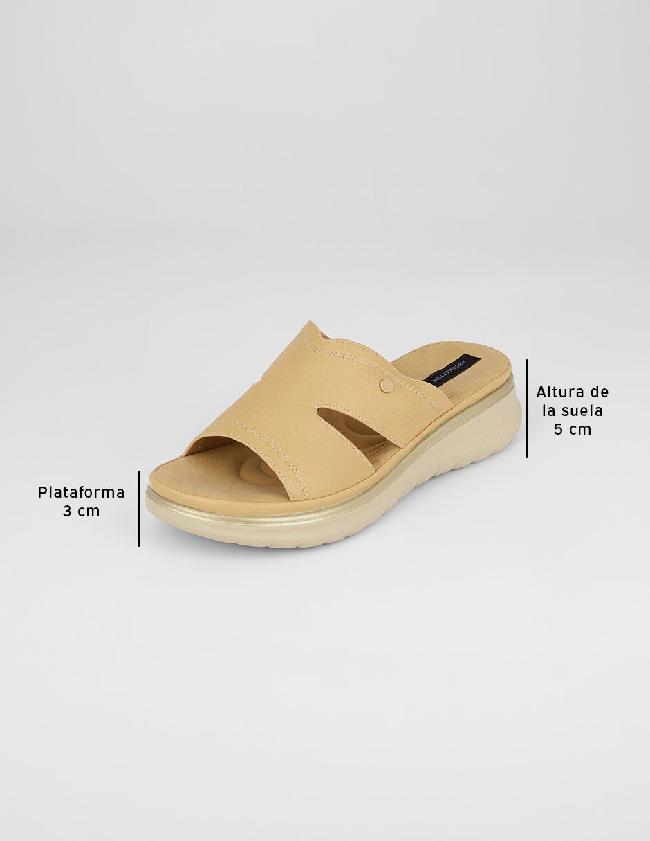 Sandalias con plataforma Naia en Piel vegana – Café