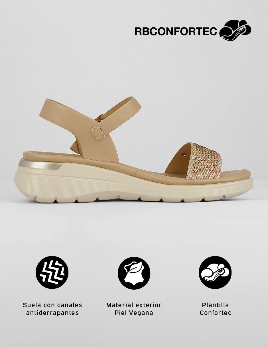 Sandalias con plataforma Gina en Piel vegana – Beige