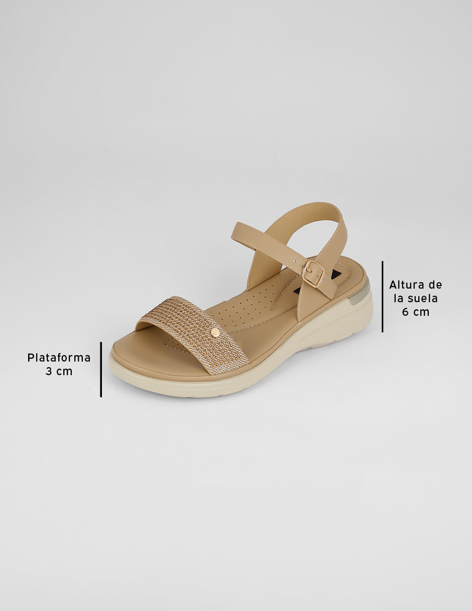 Sandalias con plataforma Gina en Piel vegana – Beige