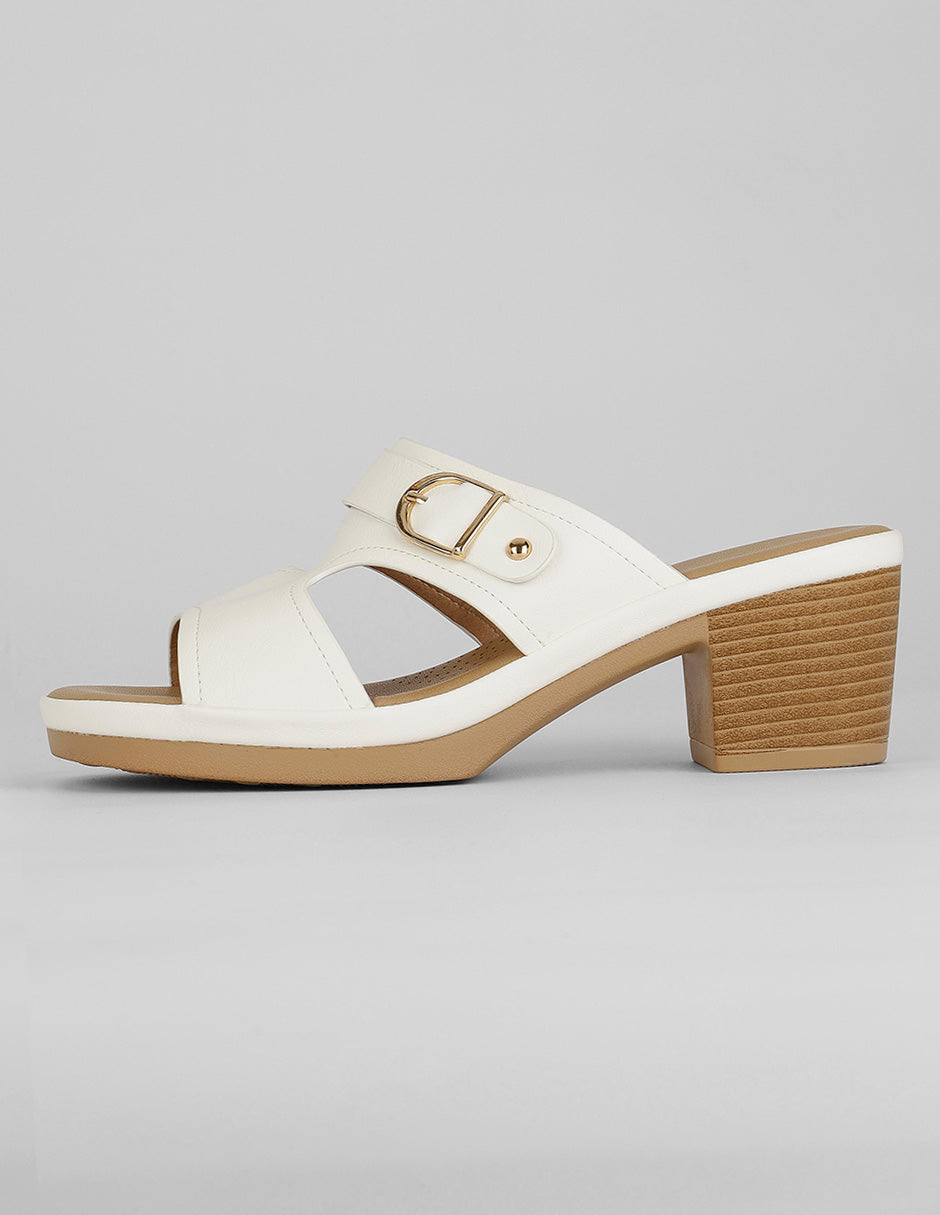 Sandalia con tacón Exterior Piel vegana Color Blanco Para Mujer De RBCOLLECTION