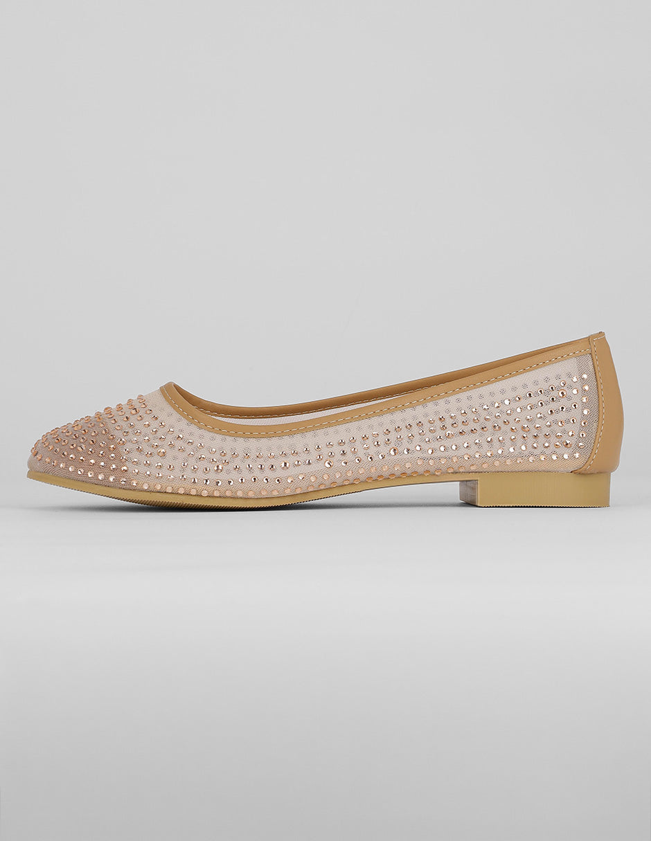 Flats clásicas Exterior Sintético Color Dorado Para Mujer De RBCOLLECTION