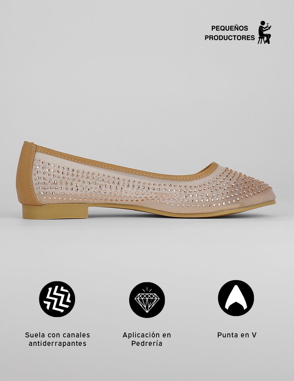 Flats clásicas Glam en Sintético – Dorado
