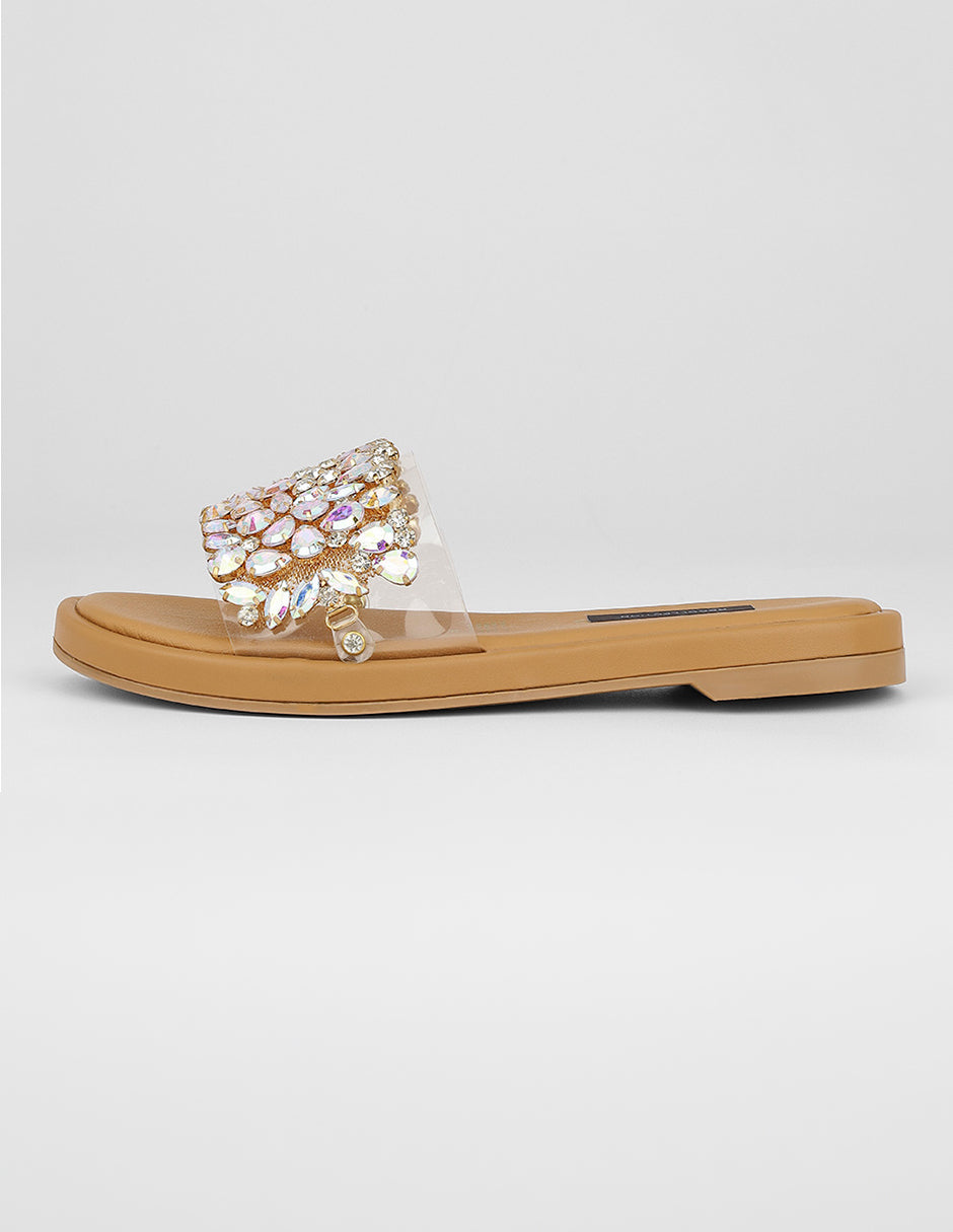 Sandalias de piso Exterior Sintético Color Dorado Para Mujer De RBCOLLECTION
