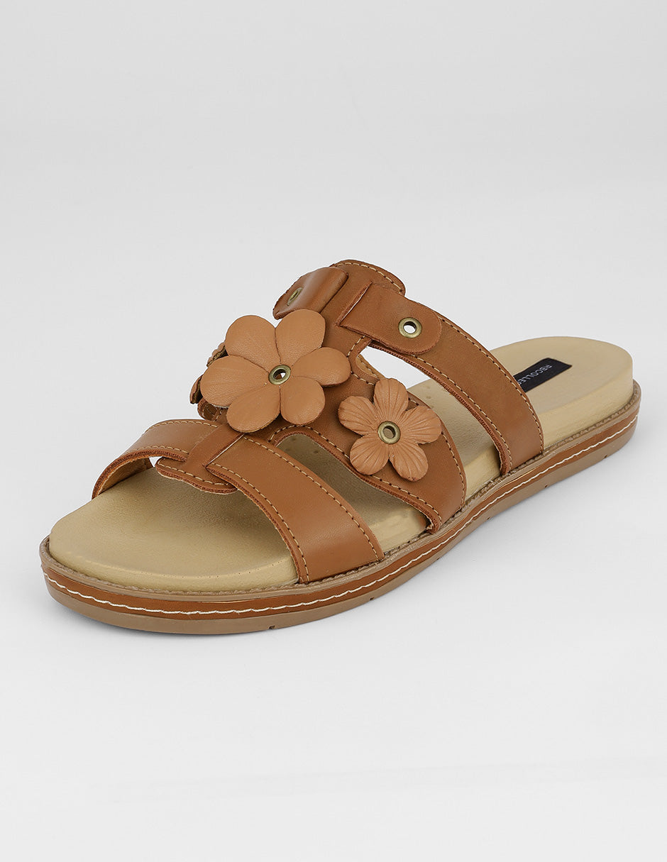 Sandalias de piso Soft en Piel vegana – Café