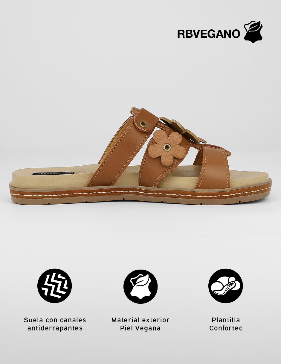 Sandalias de piso Soft en Piel vegana – Café