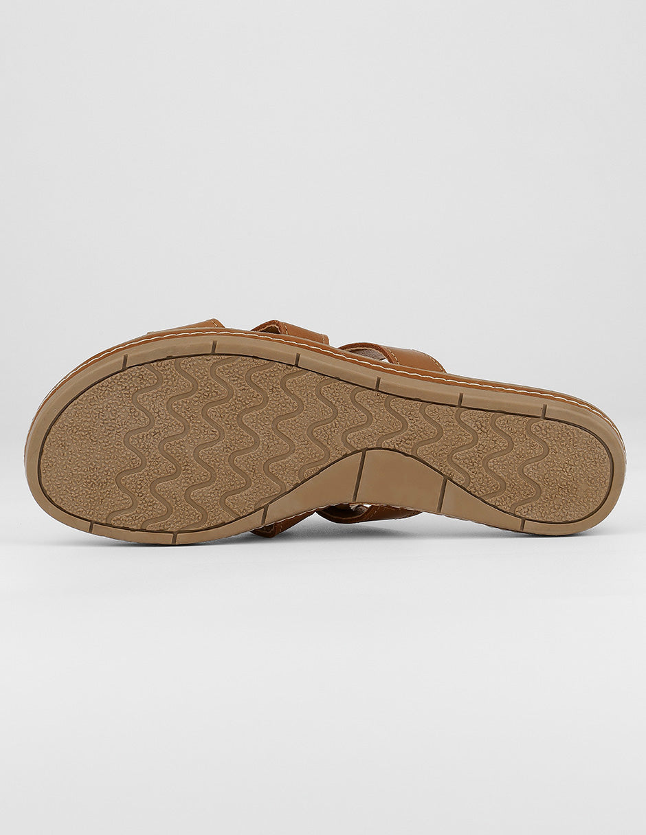 Sandalias de piso Soft en Piel vegana – Café