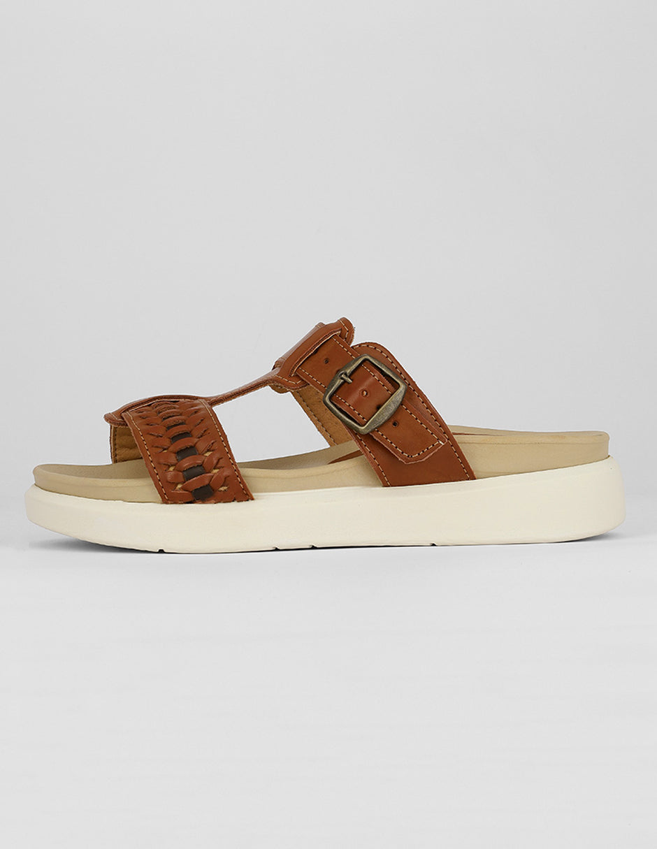 Sandalias de piso Exterior Piel vegana Color Café Para Mujer De RBCOLLECTION