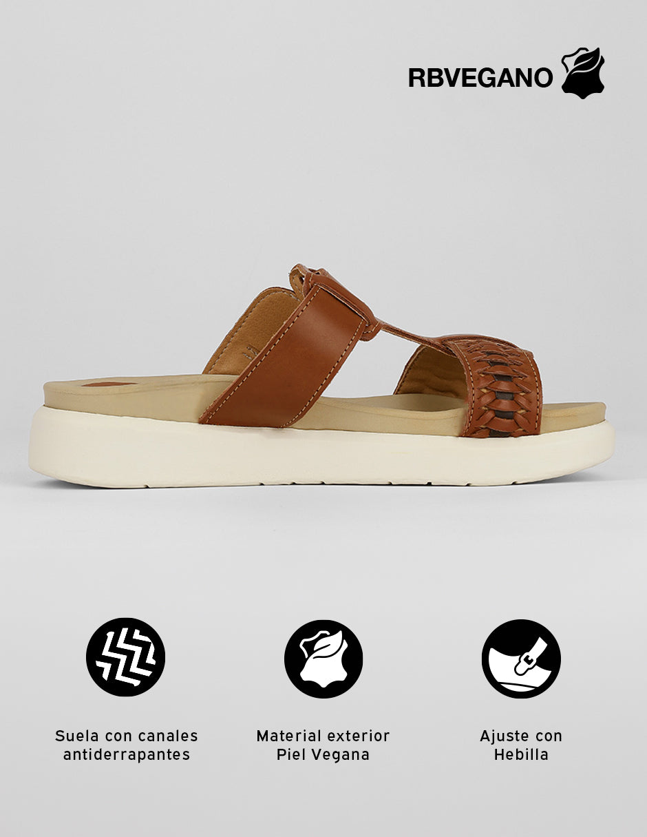 Sandalias de piso Soft en Piel vegana – Café