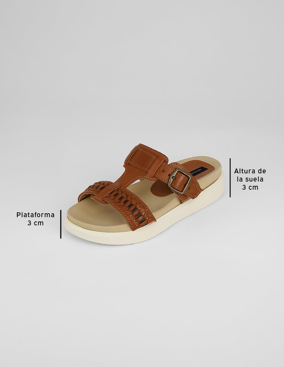 Sandalias de piso Soft en Piel vegana – Café