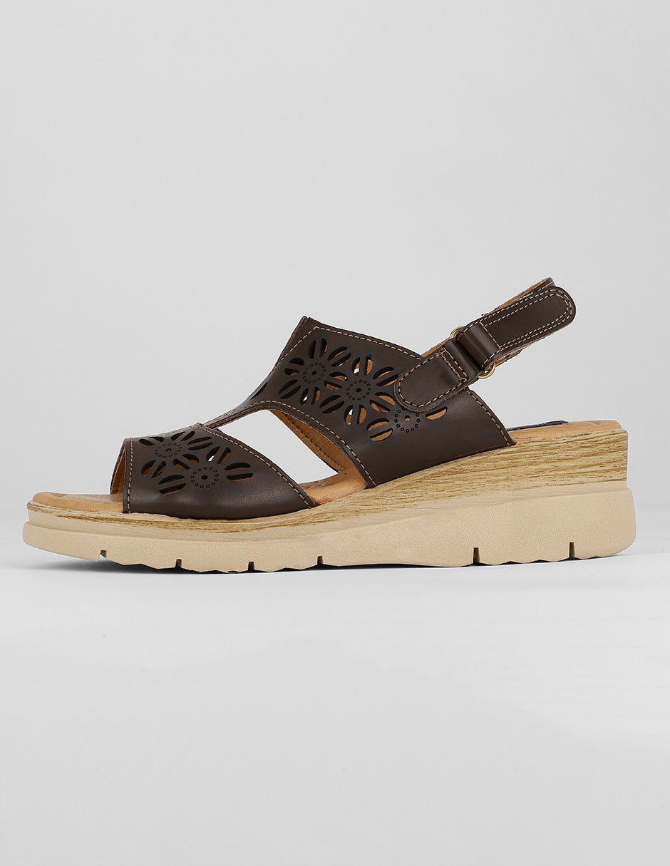 Sandalias con plataforma Exterior Piel vegana Color Café Para Mujer De RBCOLLECTION