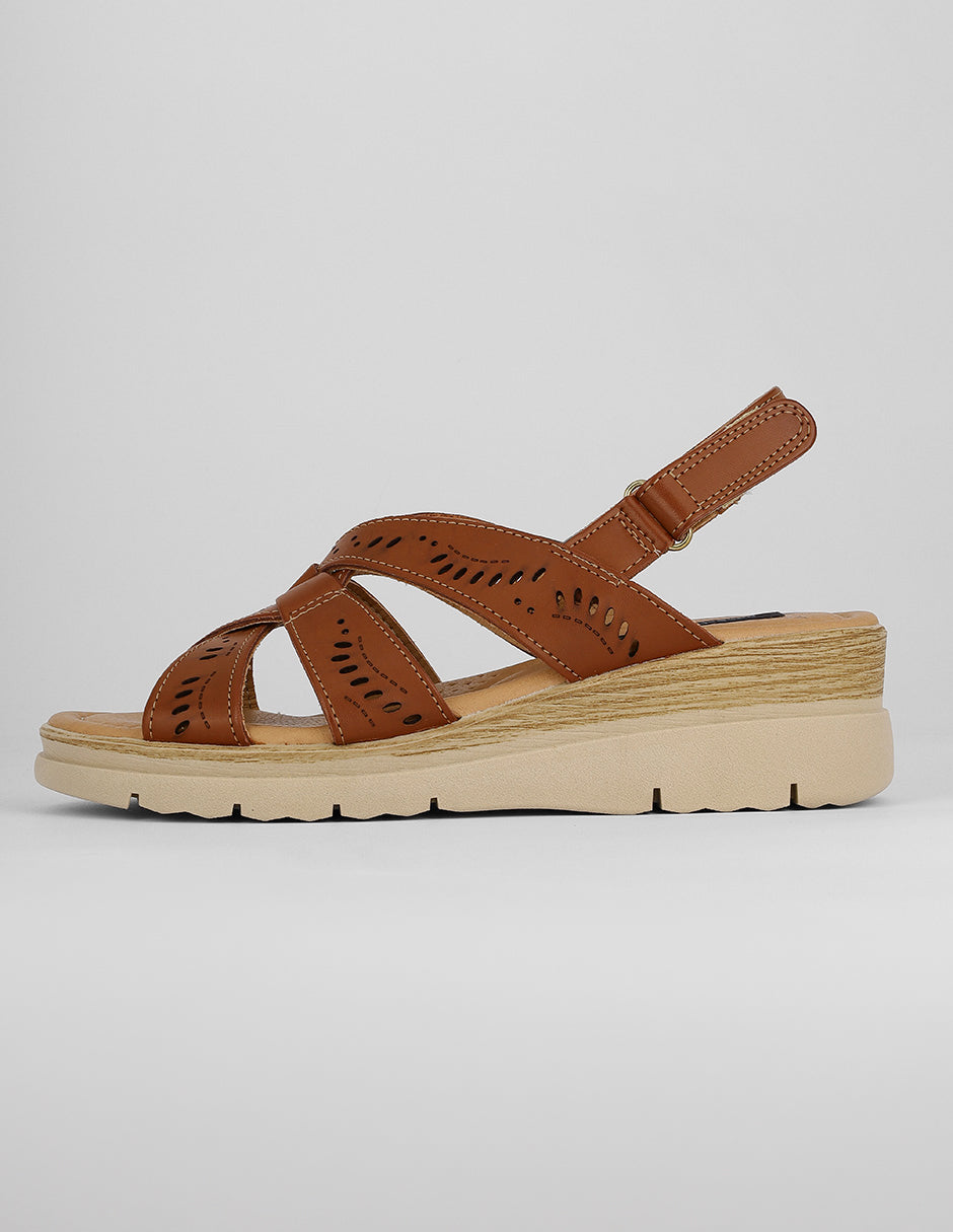 Sandalias con plataforma Exterior Piel vegana Color Café Para Mujer De RBCOLLECTION