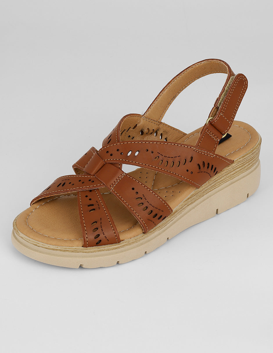 Sandalias con plataforma Naia en Piel vegana – Café