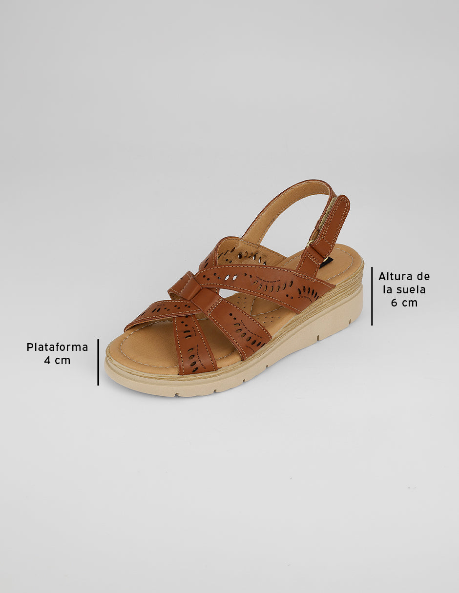 Sandalias con plataforma Naia en Piel vegana – Café