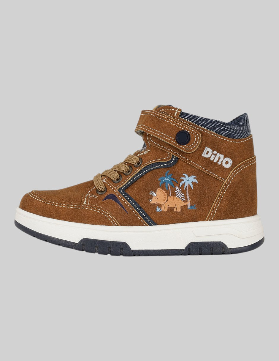 Tenis Exterior Piel vegana Color Café Para Niño De RBCOLLECTION