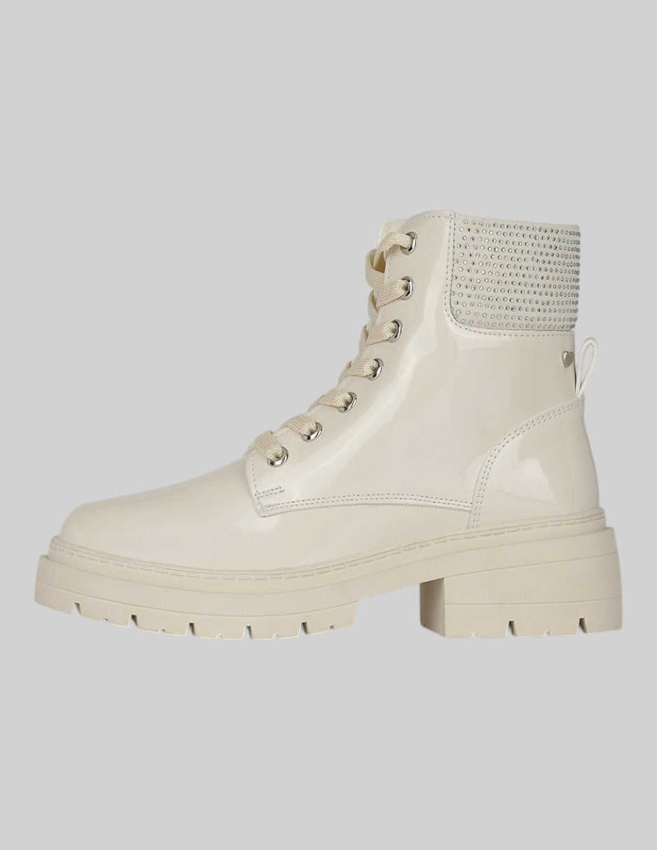 Botas Exterior Charol Color Beige Para Niña De RBCOLLECTION