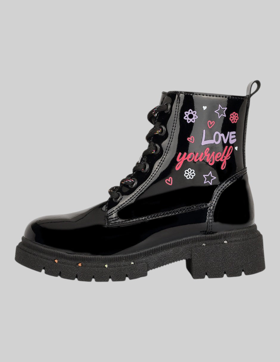 Botas Exterior Charol Color Negro Para Niña De RBCOLLECTION
