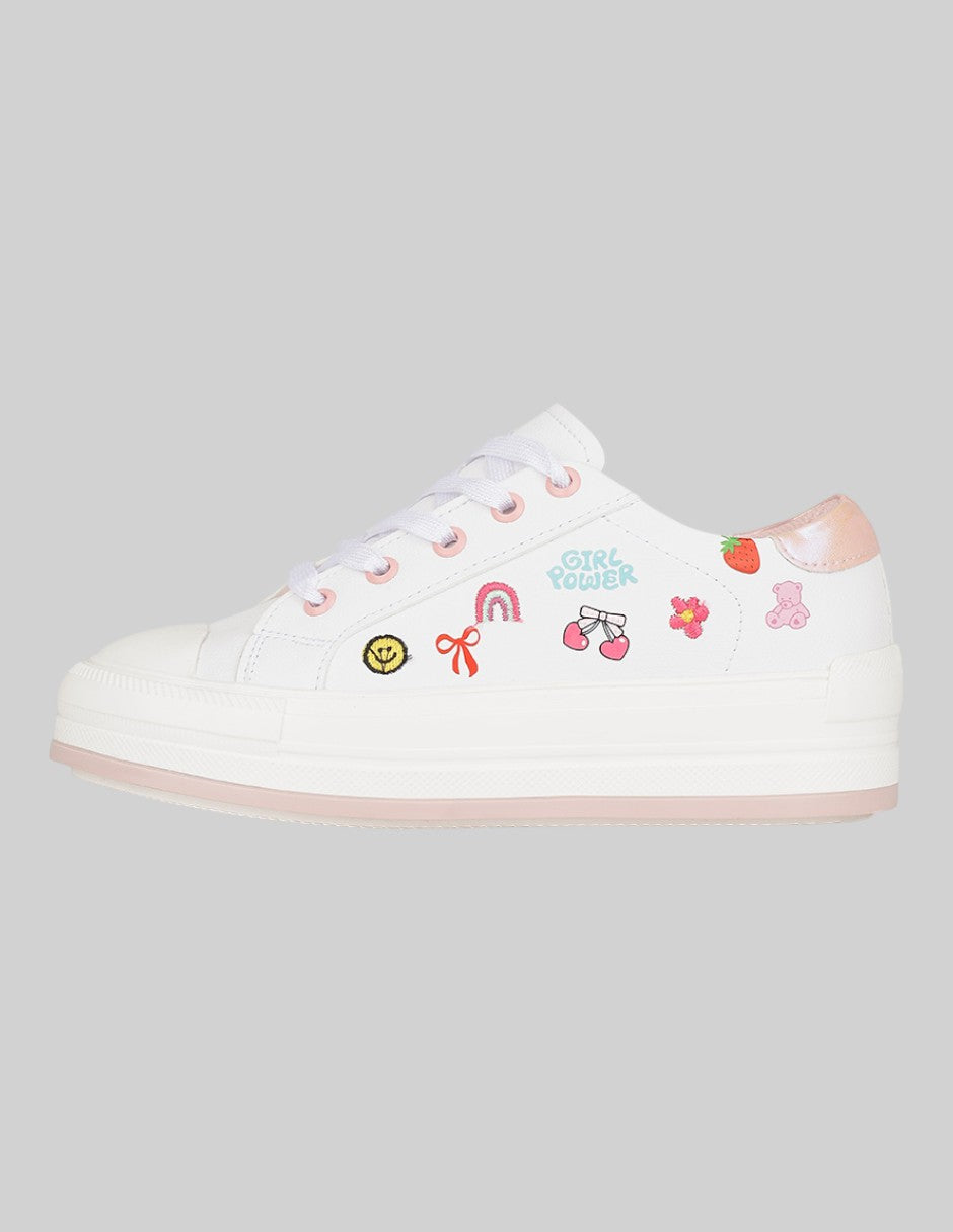 Tenis Exterior Piel vegana Color Blanco Para Niña De RBCOLLECTION