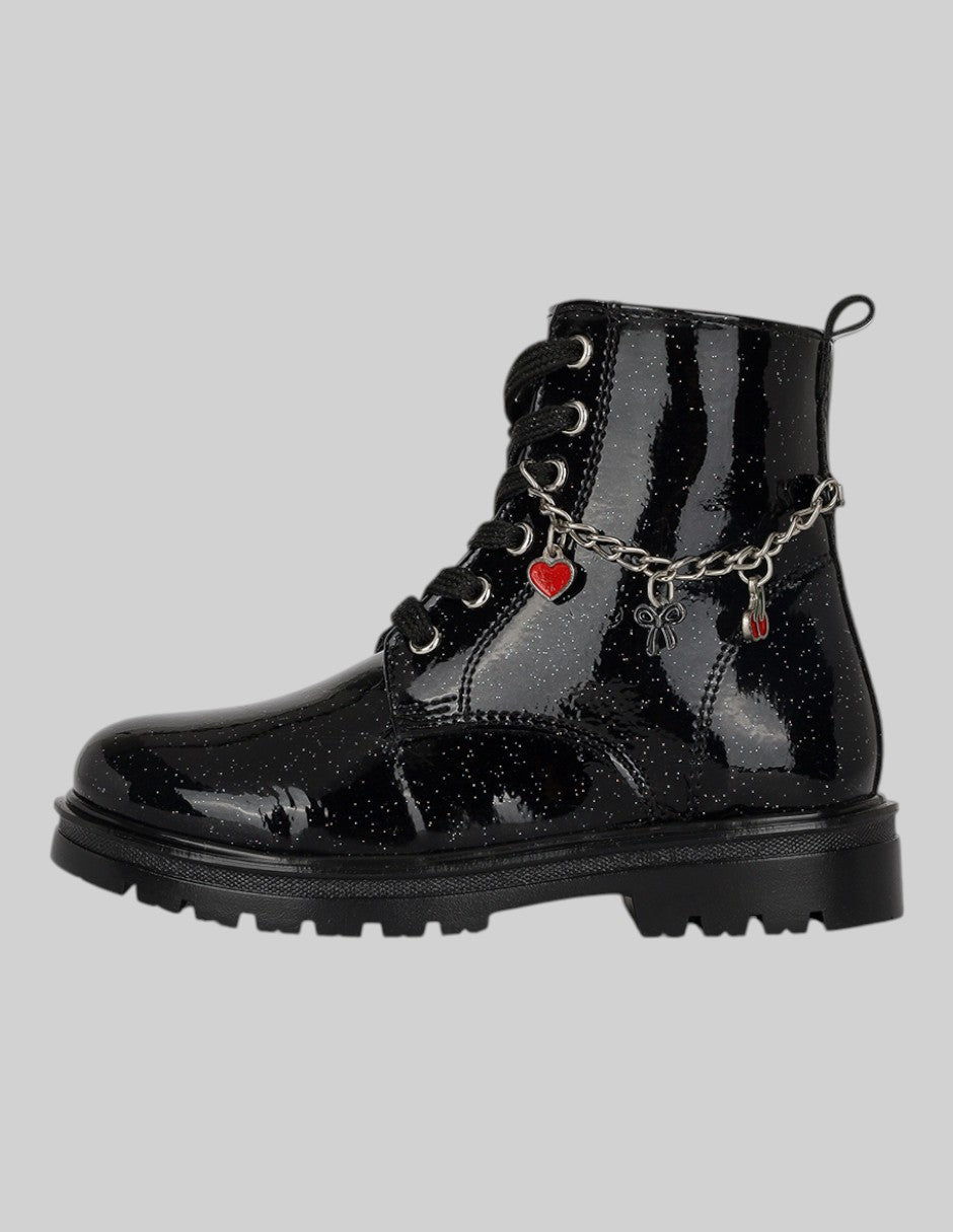 Botas Exterior Charol Color Negro Para Niña De RBCOLLECTION