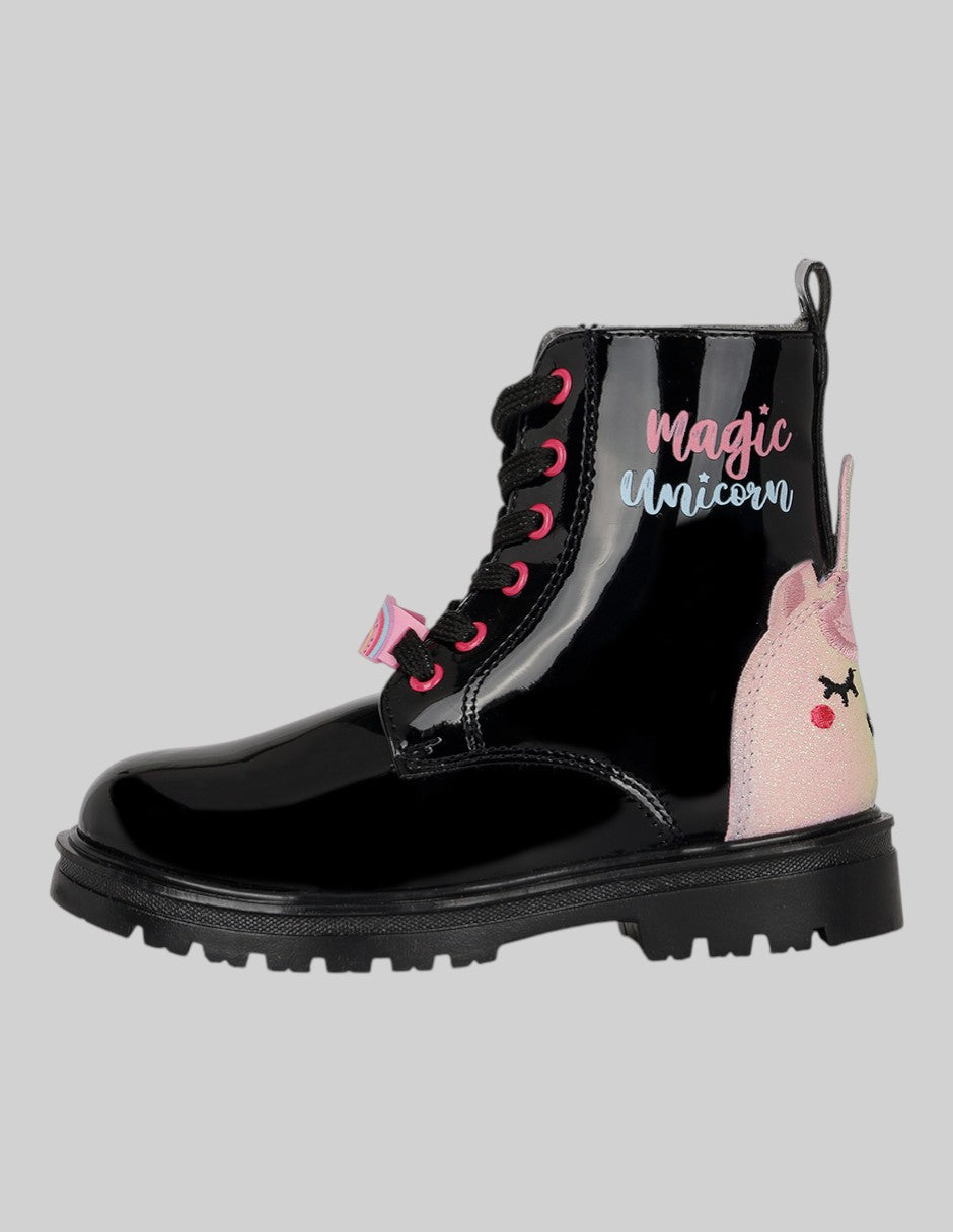 Botas Exterior Charol Color Negro Para Niña De RBCOLLECTION